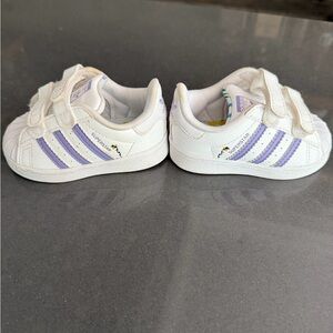 Adidas Kids White and Lavender Sneakers